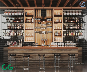 Industrial style bar counter 3d model
